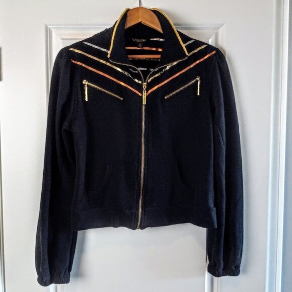 Rocawear Tri-Color Metallic Zip Cotton Fleece Cardigan - Picture 1 of 9